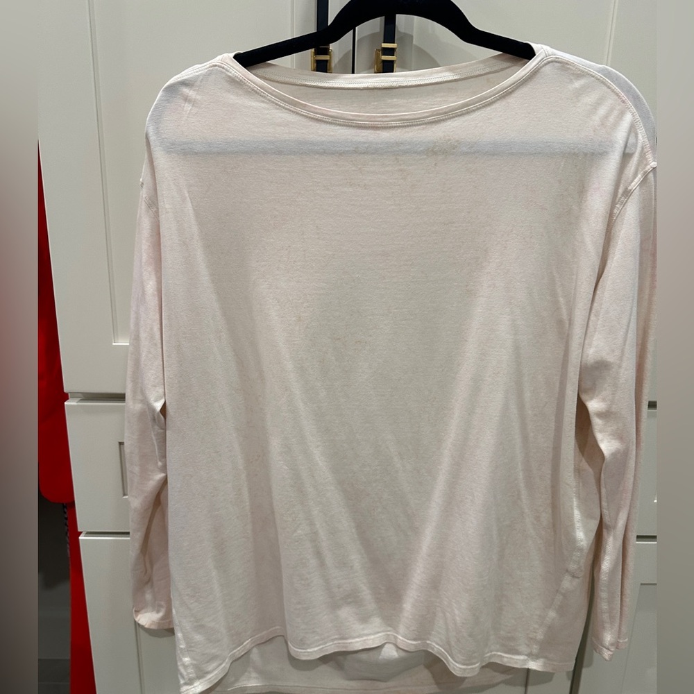 Lululemon long sleeve high low top, light pink tie dye